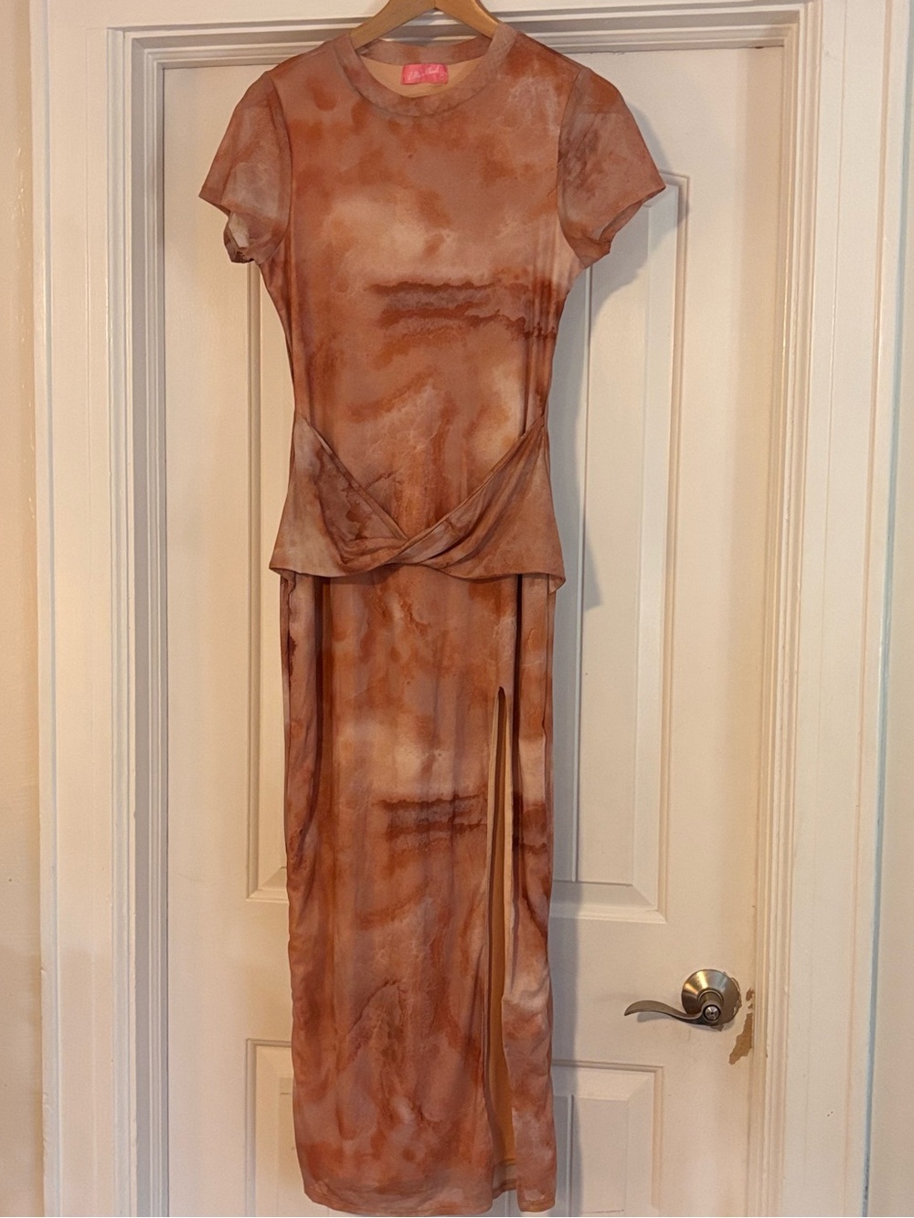 LILLY’S KLOSET ABSTRACT MARBLE TWIST WAIST MAXI DRESS SZ LARGE
